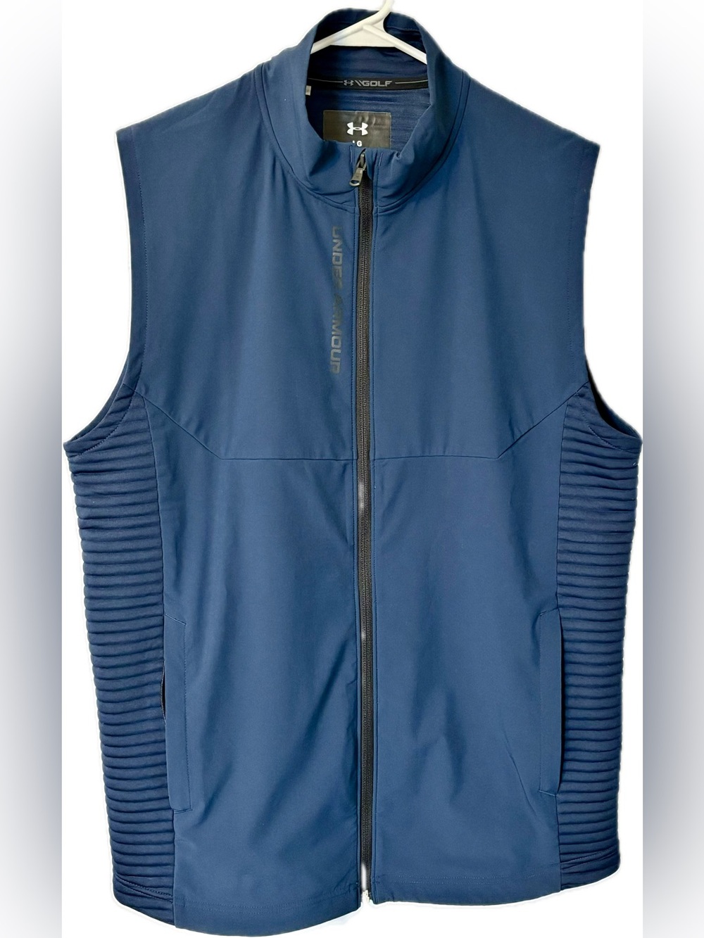 ⛳️ Under Armour Men’s Cold Gear Ribbed Golf Vest - L - Navy Blue 🏌️‍♂️